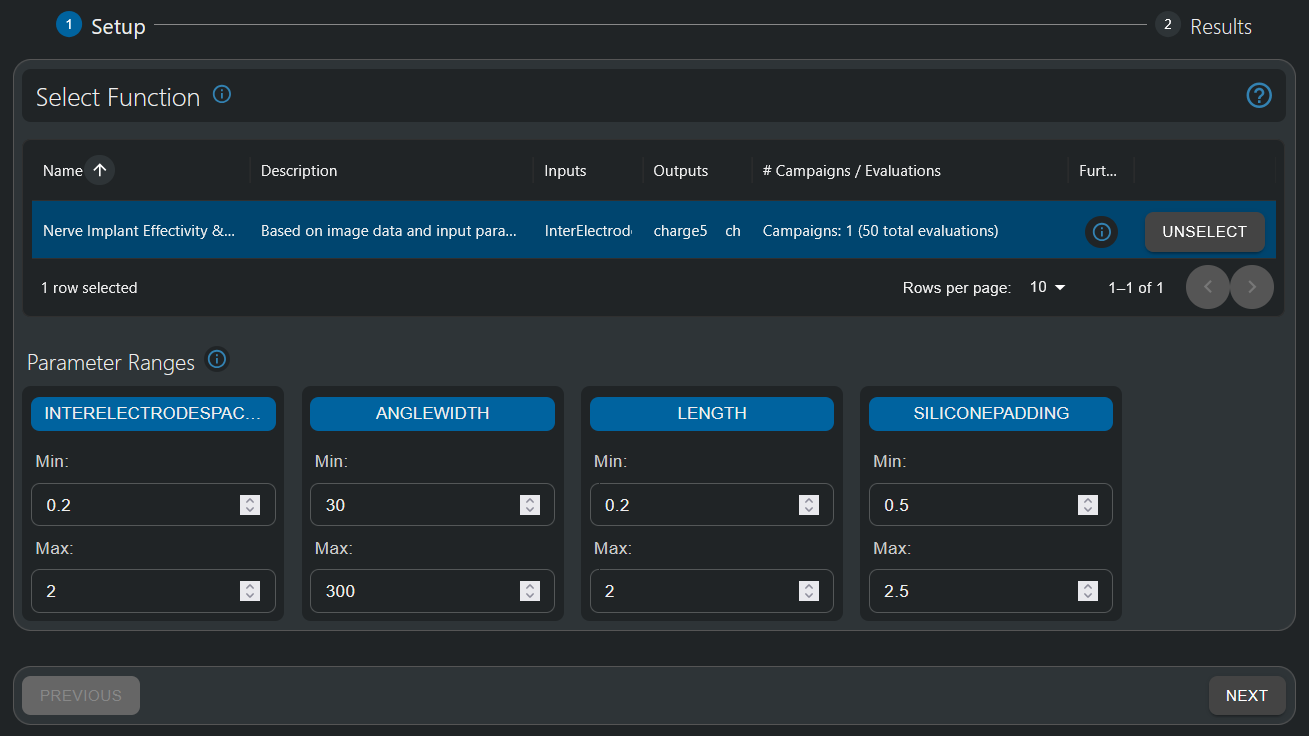 Function selection interface